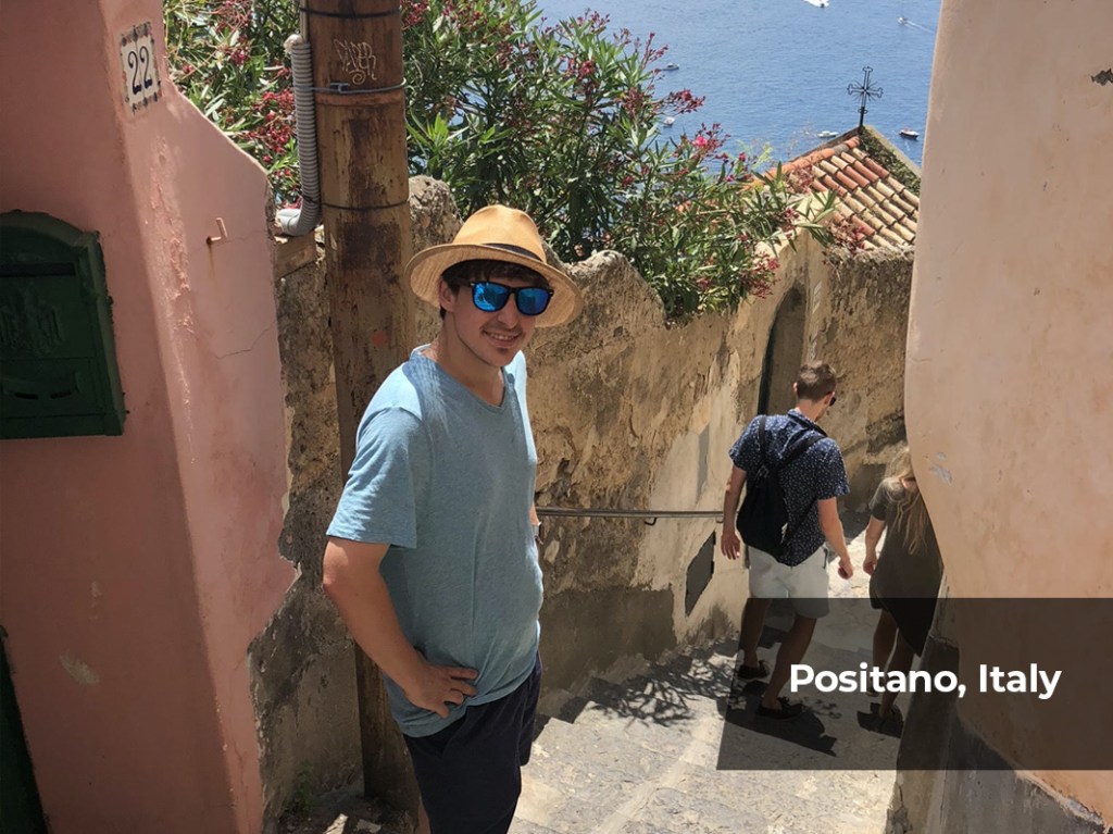 Hiking down to the village of Positano, Italy.
